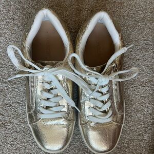 Justfab Gold Zipper Sneakers